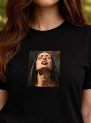 Emotional Oil Painting T-Shirt, Minimalist Woman Face Graphic Tee