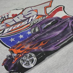 Vintage First Bash 2002 Shirt Mens XL Hot Rod Racing Henley Poker Graphic Tee