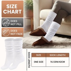 3 PCS Womens Slouchy Socks For Boots Ribbed Knit Thick Warm Scrunchie Hiking