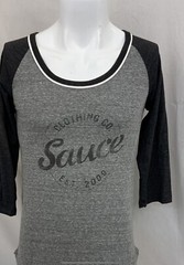 Sauce Hockey Shirt S Gray 1/2 Sleeve Poly Cotton Rayon Made USA YGI O2-331