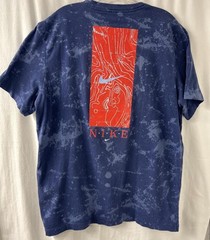 Nike Acid Wash Graphic Pocket Tee XL Blue Red Topographic Streetwear T-Shirt
