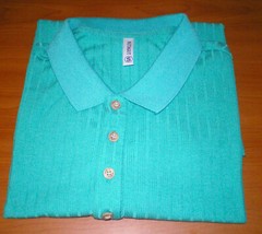 NITAGUT Mens Seafoam Green Casual Short Sleeve Collared Ribbed Knit POLO Shirt S
