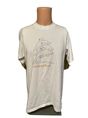 Vintage 90’s Rhinestone Dolphin Hollywood Beach Florida White Shirt Size Large