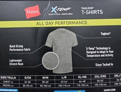 Men’s Mesh Short Sleeve T Shirts 3 Pk Hanes X Temp Stretch Black Gray S 34-36