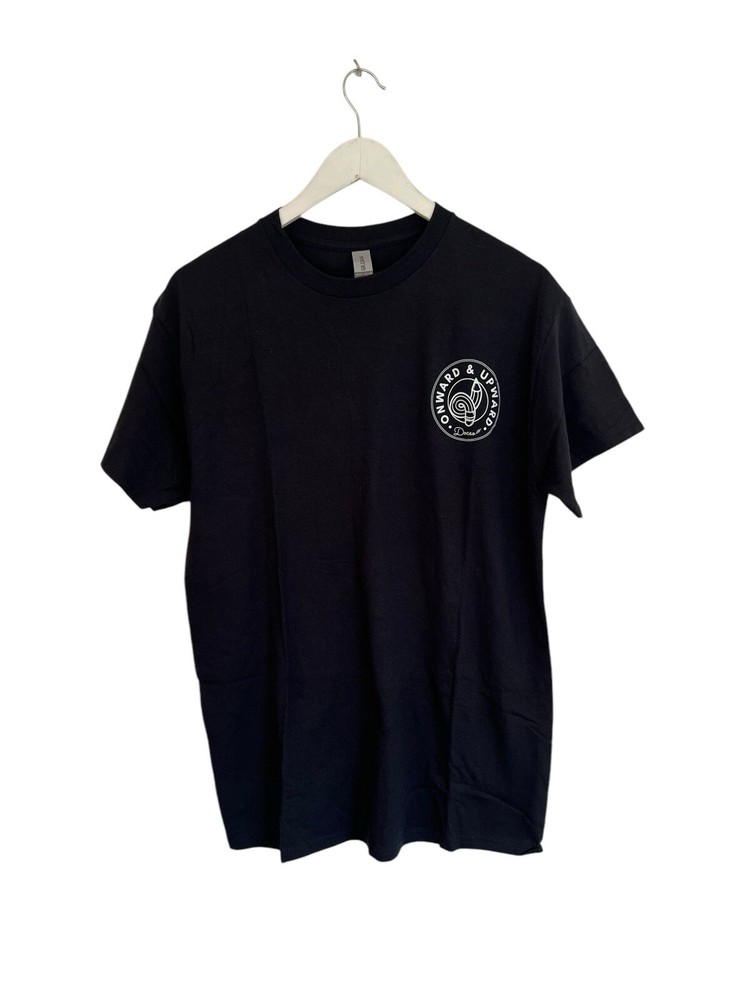 Onwards & Upwards Doceo NWOT Gildan T Shirt Black Logo Front Size M RRP £16