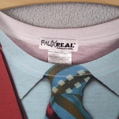 Faux Real Shirt Men’s 2XL Red Long Sleeve Stretch Ron Burgandy Halloween Costume
