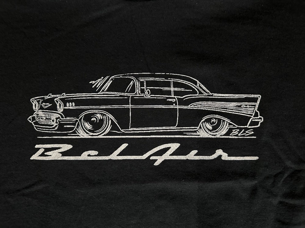 55 56 57 LS T Shirt Tri Five Chevy Bel Air 150 210 Emblem Silhouette Hot Rod JB