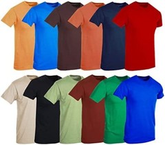 12 Pack SOCKS’NBULK Mens Cotton Crew Neck Short Sleeve T-Shirts Mix Colors