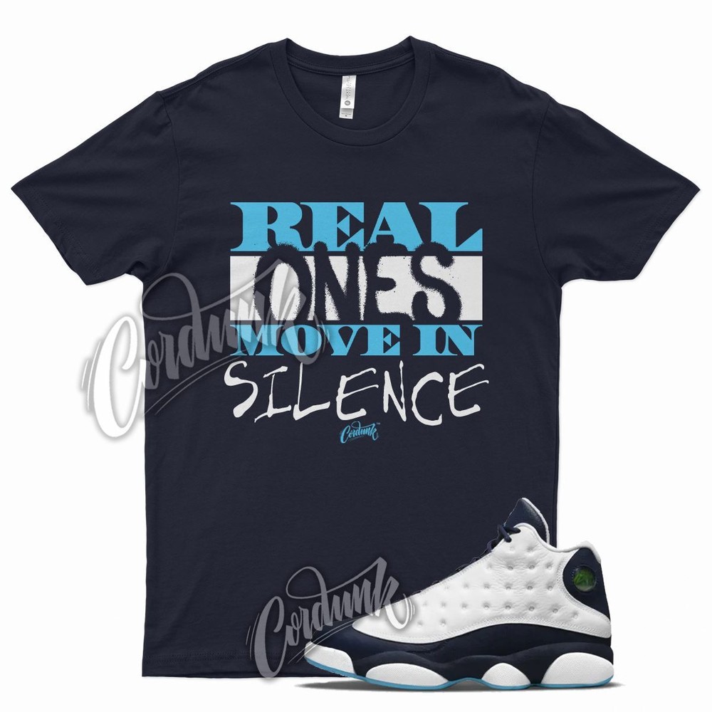 Navy REAL T Shirt for J1 13 Obsidian Powder Blue Carolina Navy UNC Chill