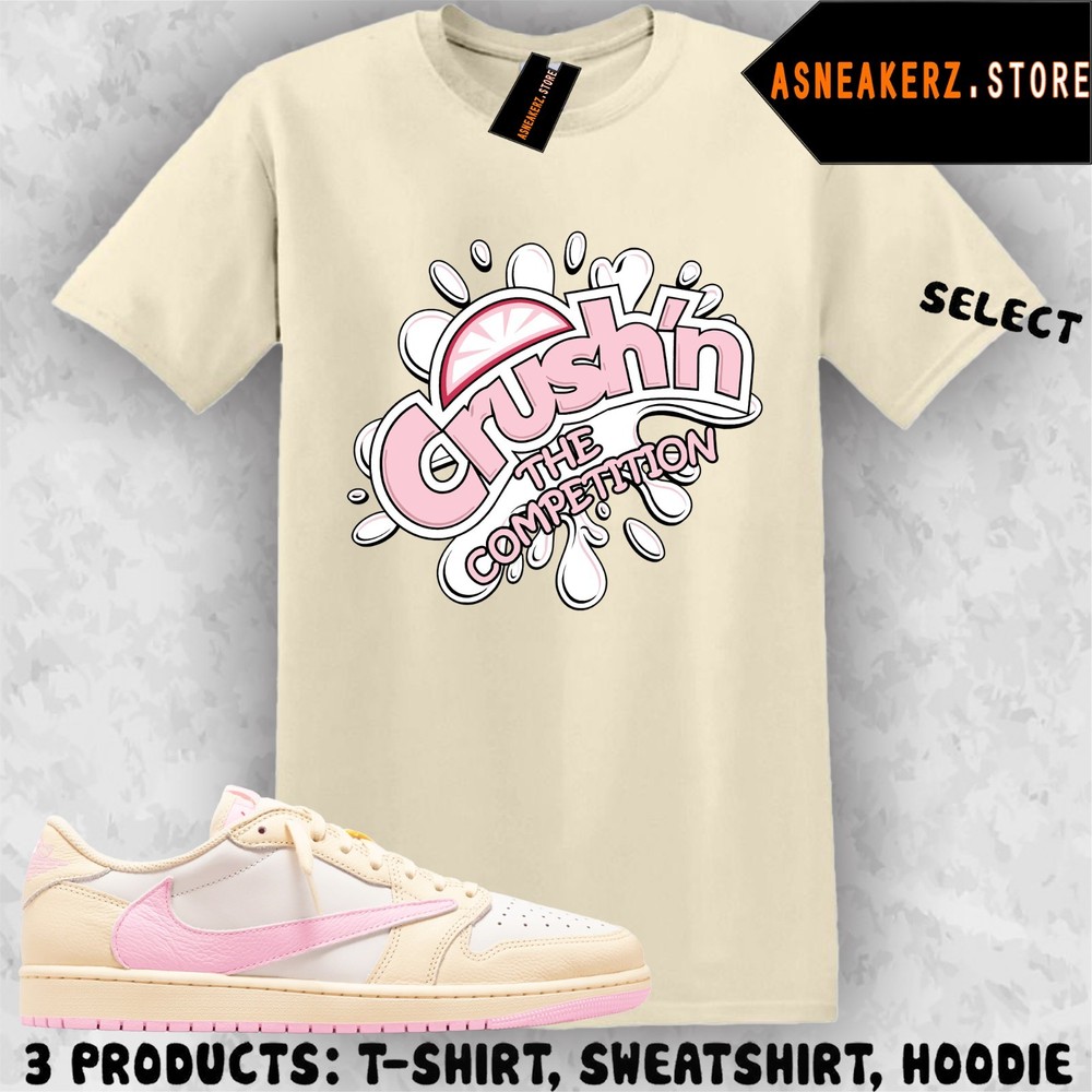 Shirt Matching Travis Scott AJ 1 Low Shy Pink Match Sneaker Fresh Crush T-Shirt