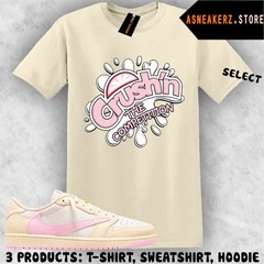 Shirt Matching Travis Scott AJ 1 Low Shy Pink Match Sneaker Fresh Crush T-Shirt