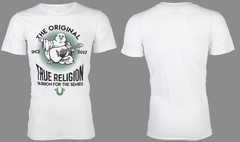 $69 TRUE RELIGION White REAL DEAL BUDDHA Short Sleeve Designer Graphic T-shirt