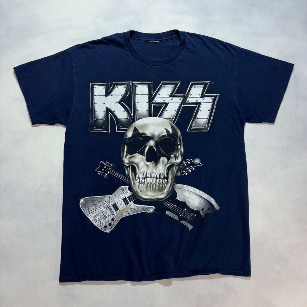 KISS Graphic T-Shirt Men’s Large Navy Blue Skull Monster Tour 2013 Concert Tee