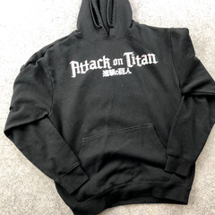 Attack On Titan Hoodie Mens Small Black Red Long Sleeve Drawstring Anime