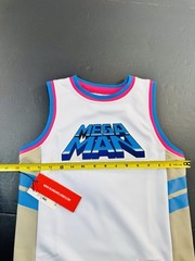 Mega Man Youth Headgear Classics Premium Embroidered Basketball Jersey Small NEW