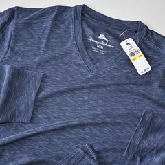 Tommy Bahama T Tee Shirt Paradiso V Neck Performance Ocean Blue New LS Medium M