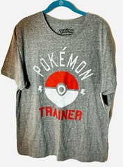 NWT Mens Nintendo Pokémon Trainer Poke Ball Tee Shirt Gray Shirt Sleeve Sz Large