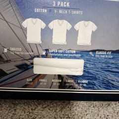 Nautica Men’s 3 Pack V-Neck Logo SuperSoft White T-Shirts Size Small New w/Tag