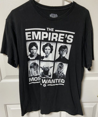STAR WARS The Empires Most Wanted T-shirt Luke Leia Chewy Han R2 Yoda Sz L