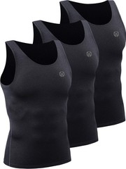 NELEUS Men’s 3 Pack Dry Fit Compression Tank Top Tight Muscle Shirts,5074,Bla…