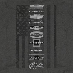 Joe Blow T’s Spine Print Chevy Logos Mens Gray T-Shirt Bowtie Emblems Tonal Flag