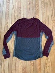 Long Sleeve mens tshirt top Burgundy gray heathered no side seam color block