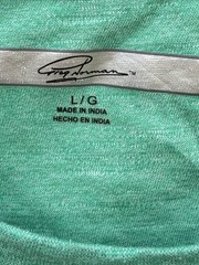 Greg Norman Mens T Shirt Green Large Cotton Blend Short Sleeve Crew Neck