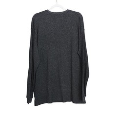 High Stretch Mens Long Sleeve Henley Shirt Size XL Gray Ribbed