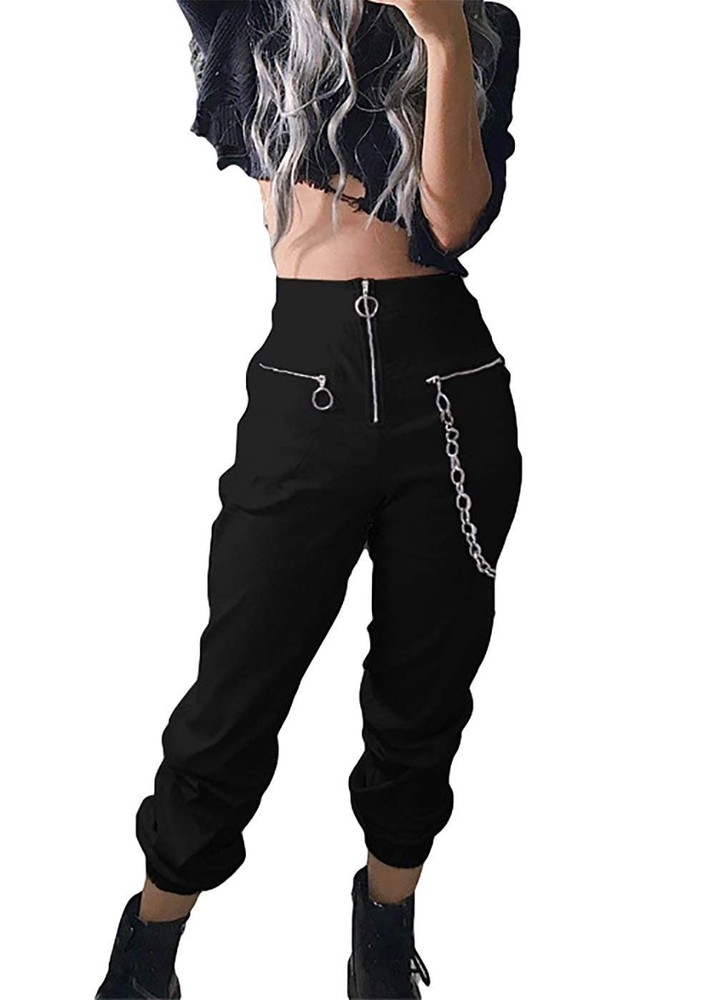 Women Gothic Pants Dark Gothic Trousers Baggy High Waist Hip-Hop Harajuku Wid…