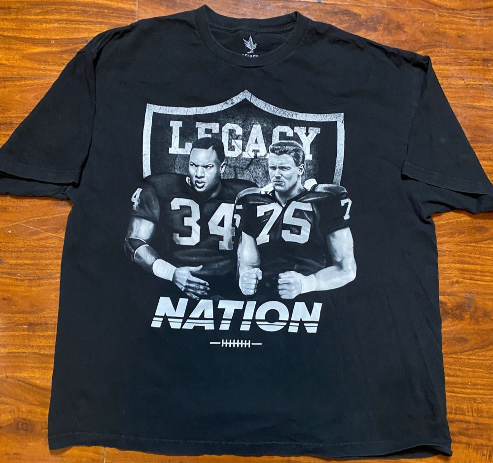 VTG Oakland Raiders Bo Jackson/Howie Long Legacy Double Sided Tee SZ 2XL