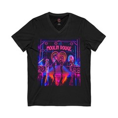 Retro Neon Pop Art V-Neck Graphic Tee Movie Soundtrack Streetwear Shirt 3005