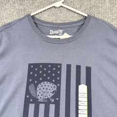 Duluth Trading Co Shirt Mens Large Gray Beaver Flag Graphic Relaxed Longtail T