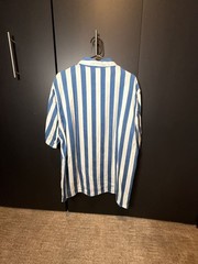H&M Regular Fit Blue and White Bold Striped Short Sleeve Shirt