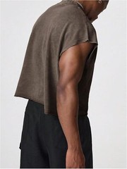 Men’s Cropped Vest Top Dolman Sleeve Loose Fit Knit Pullover Tank Breathable