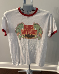 Tultex Ruy The Watcher Dragon Ringer T-Shirt White/Red Graphic Print Men M