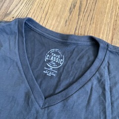 True Classic Premium Quality * V NECK * Tee T Shirt CARBON GRAY Men’s LARGE L