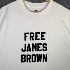 Vintage James Brown Shirt Mens XL White 90s Free Funny Parody Quote Jail Rare