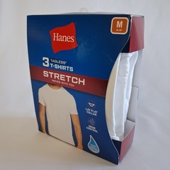 (3 PACK) Hanes Men’s Stretch Fit Tagless Ultra Soft T-Shirts, Size Medium, White