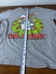 Tom And Jerry Men’s Large Christmas Holiday T-Shirt Heathered Gray ￼