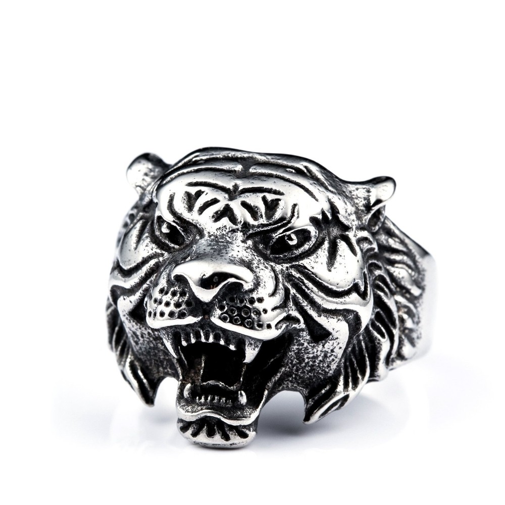 Mens Fashion Jewelry Rings, 316L Stainless Steel rings Animal Roar Tiger Ring…