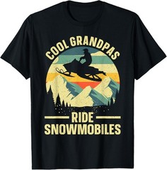 Cool Snowmobile Art For Men Grandpa Snowmobiling Snowmobile T-Shirt