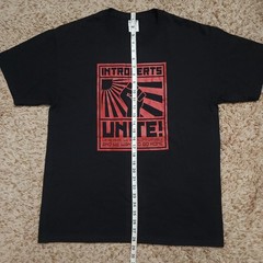 Introverts Unite Screen Print Mens L Red Black Short Sleeve Shirt