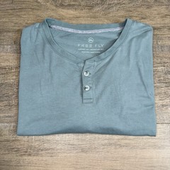 Free Fly Mens Henley T-Shirt Size (XL) Light Green Bamboo Viscose Blend EUC B9