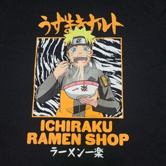 Naruto Ichiraku Ramen Shop Shirt Mens XL Black Graphic Tee Shippuden Anime Logo