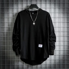 Men’s Casual Baggy Long Sleeve Shirt Sports Round Neck Fashion T-Shirt Street