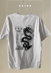 White Dragon Graphic T-shirt sz L Japanese Dragon World Drago 1990 Streetwear