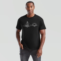Sailboat Sunset Sailing Travel Mens T-Shirt Ocean Line Art