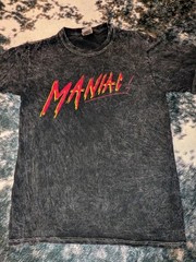 Colortone Men’s Black “MANIAC” Graphic Print Short Sleeve Crew Neck T-Shirt S