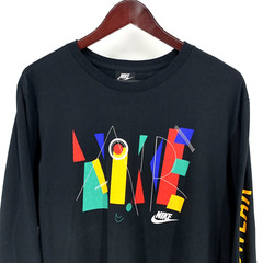 Nike Air Shirt Mens XL Black Geometric Abstract Sportswear Long Sleeve Urban