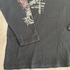 Avirex Shirt Mens 2XL Black Thermal Waffle Knit Graphic Skull Cross Y2K Skate